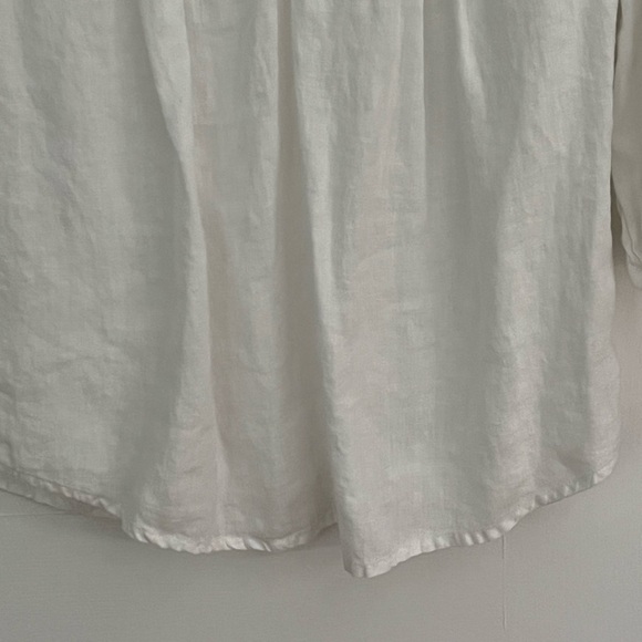 Malvin women’s 100% linen white 3/4 sleeve festival bohemian hippie blouse Small - Picture 3 of 11